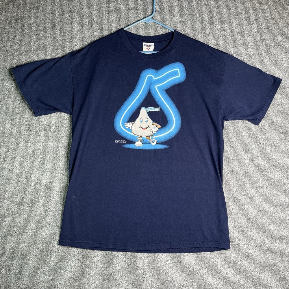 Vintage 90s‎ Hersheys Kiss T-shirt Adult XL Blue Chocolate